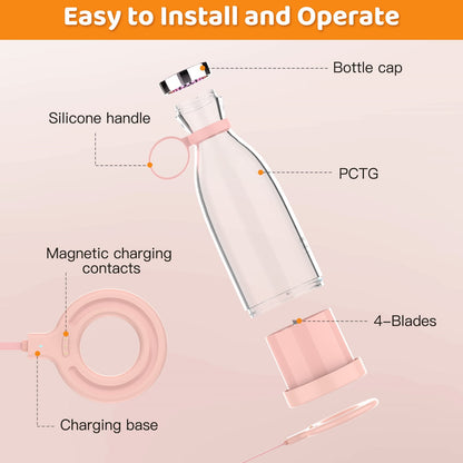 11.83 Fl Oz Battery Powered Blender, White