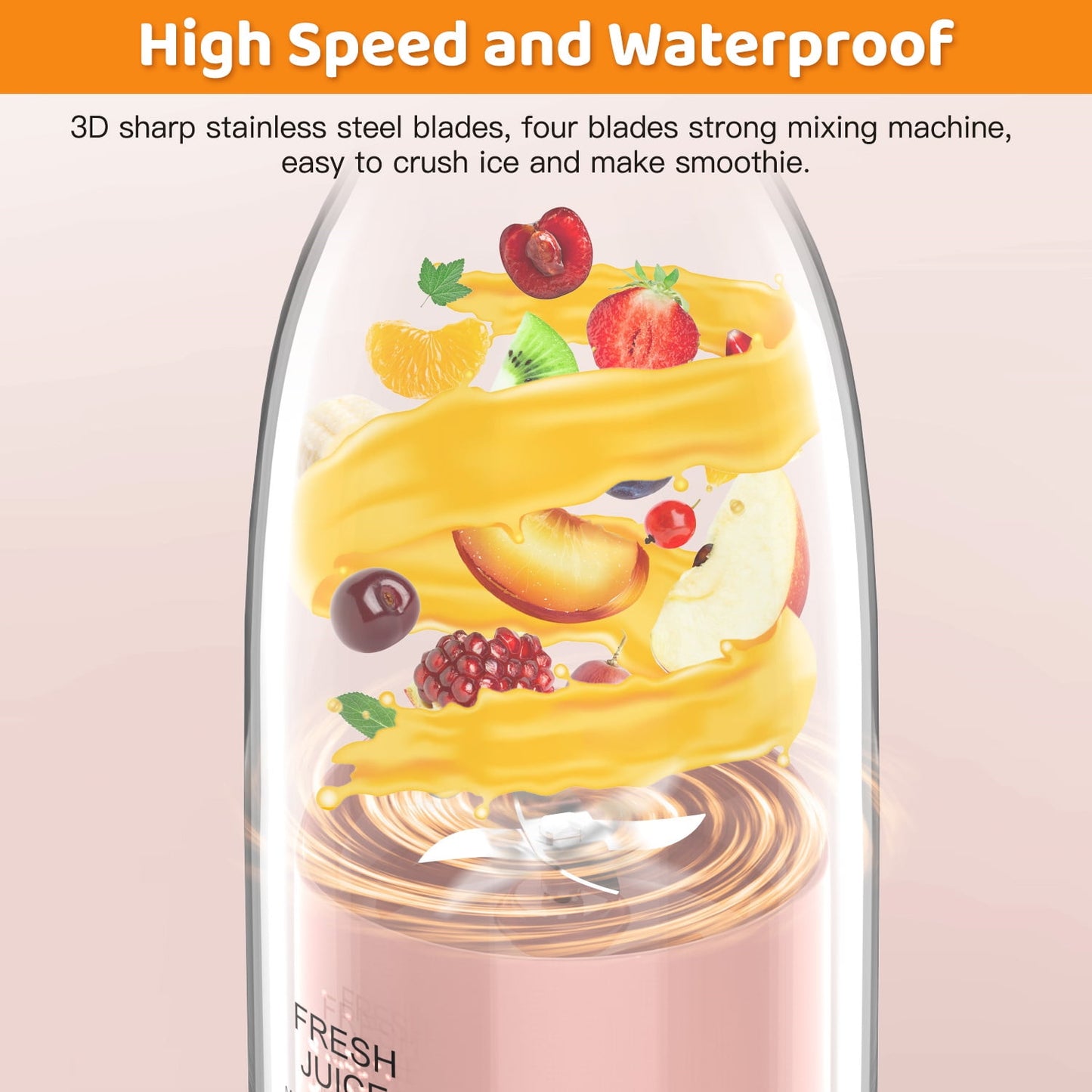 11.83 Fl Oz Battery Powered Blender, White