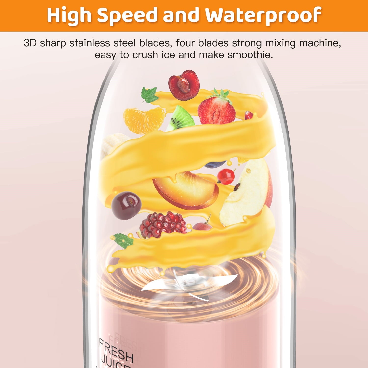 11.83 Fl Oz Battery Powered Blender, White