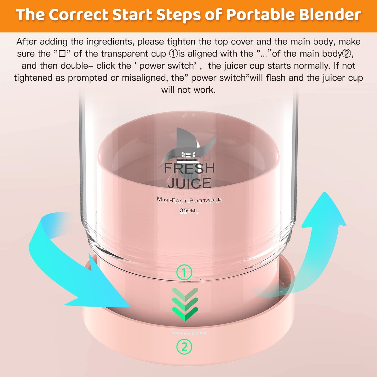 11.83 Fl Oz Battery Powered Blender, White