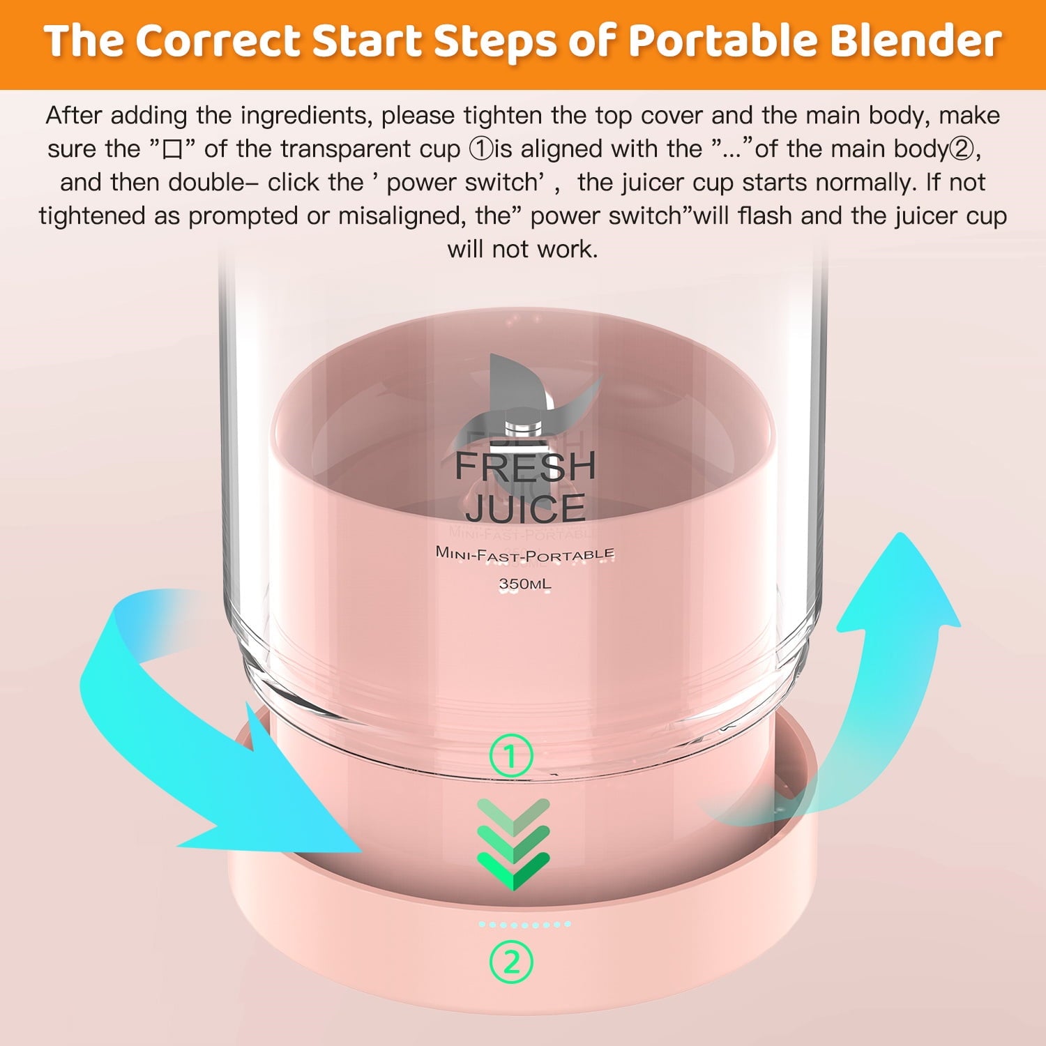 11.83 Fl Oz Battery Powered Blender, White