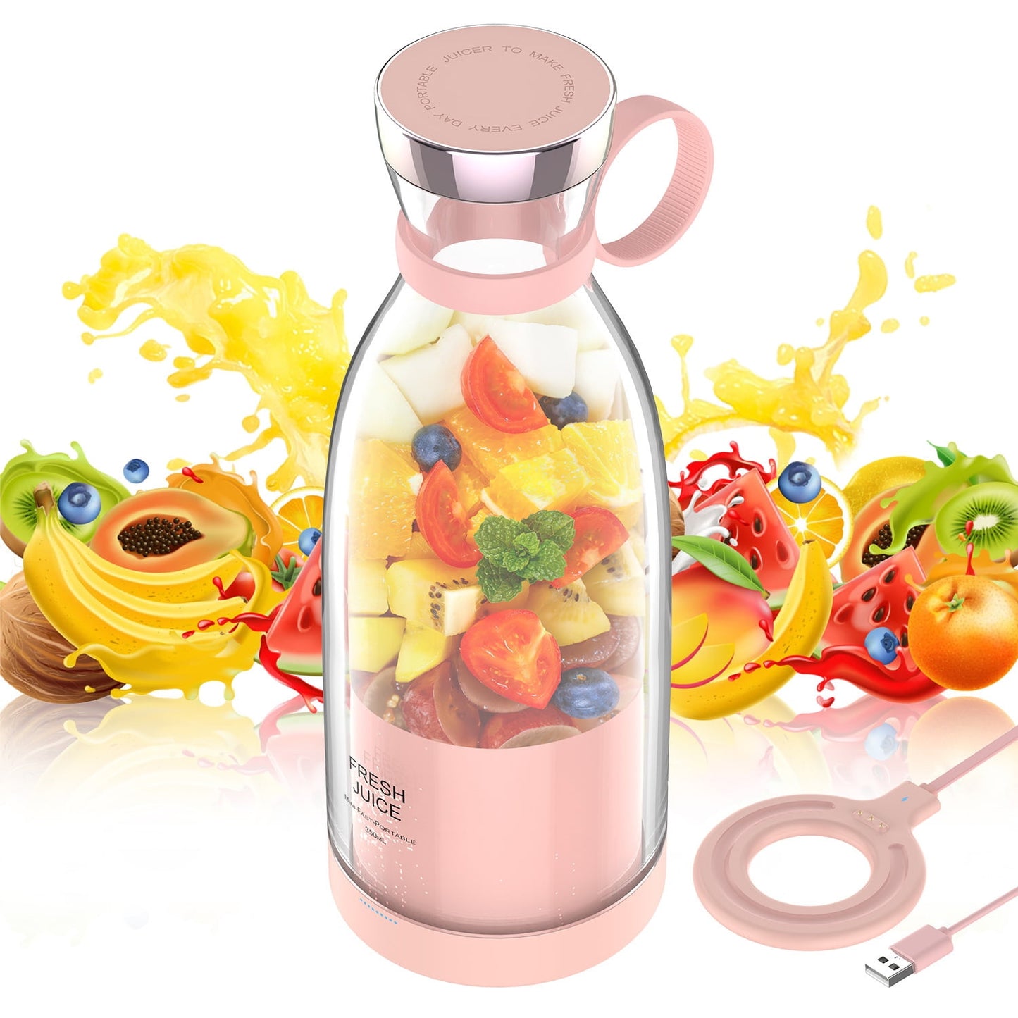 11.83 Fl Oz Battery Powered Blender, White